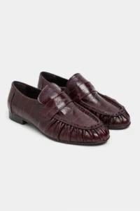 Nisantasi Shoes Marbella Burgundy Su Yolu Kroko GENUINE Leather Flat Sole Women Loafer Shoes - Image 6
