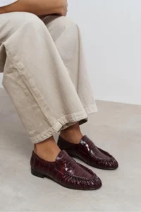 Nisantasi Shoes Marbella Burgundy Su Yolu Kroko GENUINE Leather Flat Sole Women Loafer Shoes - Image 7