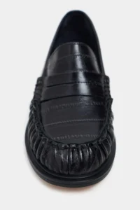Nisantasi Shoes Vesta Black Su Yolu Kroko GENUINE Leather Flat Sole Women Loafer Shoes