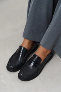 Nisantasi Shoes Vesta Black Su Yolu Kroko GENUINE Leather Flat Sole Women Loafer Shoes - Image 6