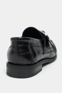 Nisantasi Shoes Lavio Black Su Yolu Kroko GENUINE Leather Plain Hair Clip Detailed Taban Women Loafer Shoes - Image 5
