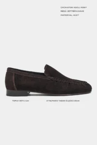 Nisantasi Shoes Tony DARK Brown Suede Leather Flat Sole Women Loafer Shoes - Image 2