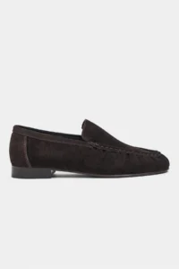 Nisantasi Shoes Tony DARK Brown Suede Leather Flat Sole Women Loafer Shoes - Image 3