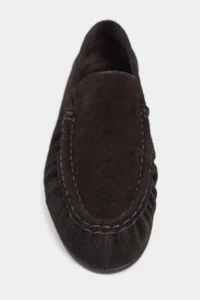 Nisantasi Shoes Tony DARK Brown Suede Leather Flat Sole Women Loafer Shoes - Image 4