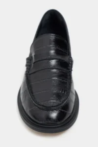 Nisantasi Shoes Vega Black Su Yolu Kroko GENUINE Leather Flat Sole Women Loafer Shoes - Image 4