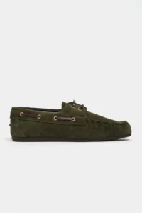 Nisantasi Shoes Lorena Khaki Suede Leather lace Detailed Flat Sole Women Loafer Shoes - Image 3