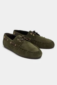 Nisantasi Shoes Lorena Khaki Suede Leather lace Detailed Flat Sole Women Loafer Shoes - Image 6