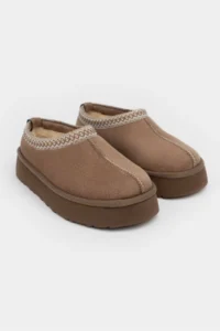 Nisantasi Shoes Sweet Dark BEIGE Suede Inside FURRY Flat Sole Sabo Home Slippers - Image 10