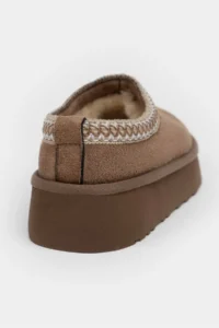 Nisantasi Shoes Sweet Dark BEIGE Suede Inside FURRY Flat Sole Sabo Home Slippers - Image 9