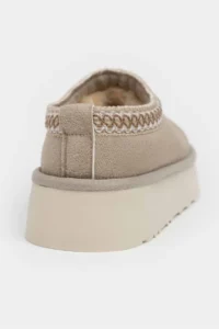 Nisantasi Shoes Sweet SAND BEIGE SUEDE FURRY Flat Sole Sabo Home Slippers - Image 10