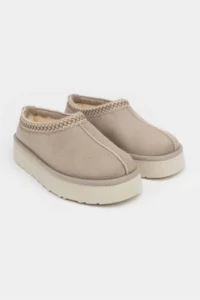 Nisantasi Shoes Sweet SAND BEIGE SUEDE FURRY Flat Sole Sabo Home Slippers - Image 11