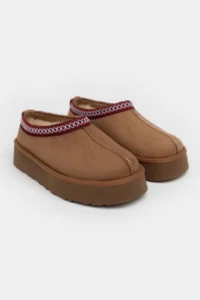 Nisantasi Shoes Sweet Tan Suede Inside FURRY Flat Sole Sabo Home Slippers - Image 10