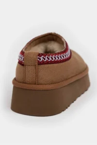 Nisantasi Shoes Sweet Tan Suede Inside FURRY Flat Sole Sabo Home Slippers - Image 8