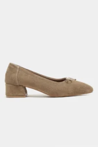 Nisantasi Shoes Esther ROME BEIGE Suede Leather Fiyonk Detailed Thick Taban Women Flats - Image 3