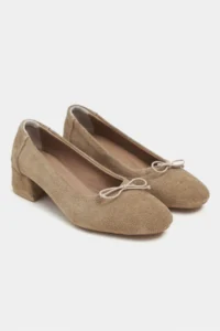 Nisantasi Shoes Esther ROME BEIGE Suede Leather Fiyonk Detailed Thick Taban Women Flats - Image 5