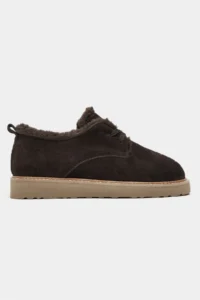 Nisantasi Shoes Lusha Brown Suede Leather Inside FURRY lace Detailed Women Shoes - Image 5