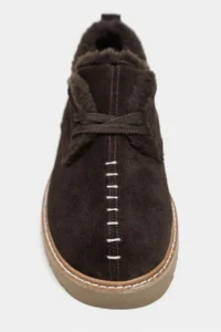 Nisantasi Shoes Lusha Brown Suede Leather Inside FURRY lace Detailed Women Shoes - Image 6