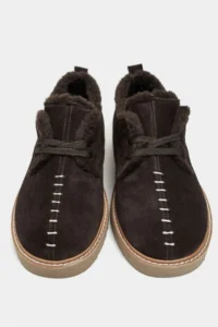 Nisantasi Shoes Lusha Brown Suede Leather Inside FURRY lace Detailed Women Shoes - Image 9