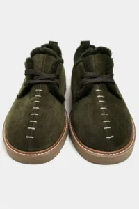 Nisantasi Shoes Lusha Khaki Suede Leather Inside FURRY lace Detailed Women Shoes - Image 11