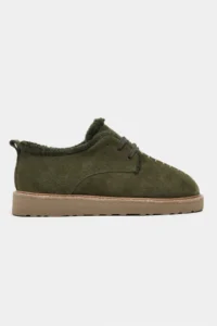 Nisantasi Shoes Lusha Khaki Suede Leather Inside FURRY lace Detailed Women Shoes - Image 6