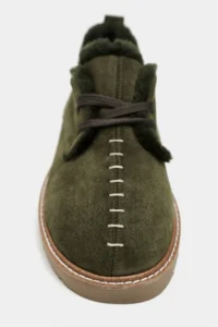 Nisantasi Shoes Lusha Khaki Suede Leather Inside FURRY lace Detailed Women Shoes - Image 7