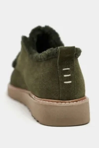 Nisantasi Shoes Lusha Khaki Suede Leather Inside FURRY lace Detailed Women Shoes - Image 8