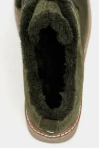 Nisantasi Shoes Lusha Khaki Suede Leather Inside FURRY lace Detailed Women Shoes - Image 9