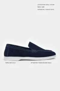 Nisantasi Shoes Vayne NAVY BLUE GENUINE Leather Flat Sole Women Flats - Image 2