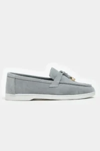 Nisantasi Shoes Warner Gray GENUINE Leather Tassel Detailed Flat Sole Women Flats
