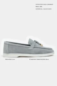 Nisantasi Shoes Warner Gray GENUINE Leather Tassel Detailed Flat Sole Women Flats - Image 3