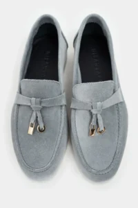 Nisantasi Shoes Warner Gray GENUINE Leather Tassel Detailed Flat Sole Women Flats - Image 4