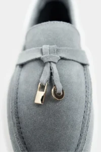 Nisantasi Shoes Warner Gray GENUINE Leather Tassel Detailed Flat Sole Women Flats - Image 5