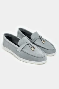 Nisantasi Shoes Warner Gray GENUINE Leather Tassel Detailed Flat Sole Women Flats - Image 7