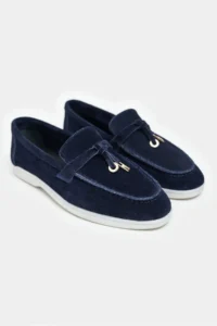 Nisantasi Shoes Warner NAVY BLUE GENUINE Leather Tassel Detailed Flat Sole Women Flats - Image 7