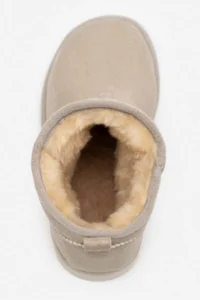 Nisantasi Shoes Mini SAND BEIGE SUEDE Half Boots with Furry Inside Flat Sole Women Shoes - Image 11