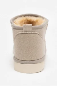 Nisantasi Shoes Mini SAND BEIGE SUEDE Half Boots with Furry Inside Flat Sole Women Shoes - Image 12
