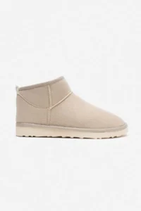 Nisantasi Shoes Mini SAND BEIGE SUEDE Half Boots with Furry Inside Flat Sole Women Shoes - Image 7