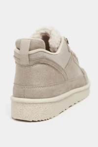 Nisantasi Shoes Lamby BEIGE Suede Fur Detailed Laced Thick Taban Women Boots - Image 4