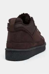 Nisantasi Shoes Lamby Brown Suede Fur Detailed Laced Thick Taban Women Boots - Image 5