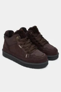 Nisantasi Shoes Lamby Brown Suede Fur Detailed Laced Thick Taban Women Boots - Image 6