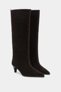 Nisantasi Shoes JOLIE Brown Suede GENUINE Leather Pointed toe Women Heels Boots - Image 6