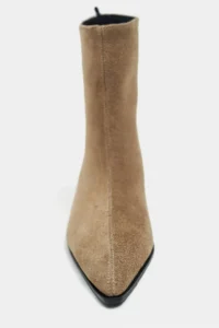 Nisantasi Shoes Harper ROME BEIGE GENUINE SUEDE Kitten Topuk Pointed toe Women Bootie - Image 3