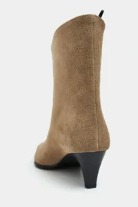 Nisantasi Shoes Harper ROME BEIGE GENUINE SUEDE Kitten Topuk Pointed toe Women Bootie - Image 4