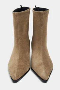 Nisantasi Shoes Harper ROME BEIGE GENUINE SUEDE Kitten Topuk Pointed toe Women Bootie - Image 6