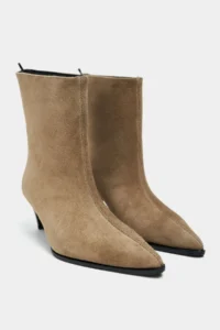 Nisantasi Shoes Harper ROME BEIGE GENUINE SUEDE Kitten Topuk Pointed toe Women Bootie - Image 7