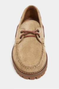 Nisantasi Shoes Janga BEIGE GENUINE SUEDE Thick Taban lace Detailed Women Shoes - Image 3