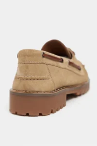 Nisantasi Shoes Janga BEIGE GENUINE SUEDE Thick Taban lace Detailed Women Shoes - Image 4