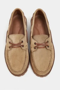 Nisantasi Shoes Janga BEIGE GENUINE SUEDE Thick Taban lace Detailed Women Shoes - Image 5