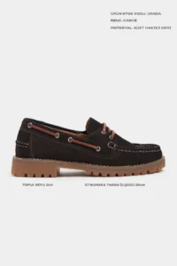 Nisantasi Shoes Janga BROWN GENUINE SUEDE Thick Taban lace Detailed Women Shoes