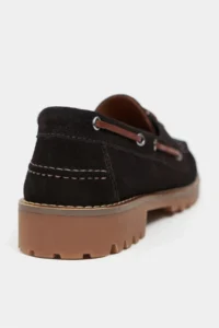 Nisantasi Shoes Janga BROWN GENUINE SUEDE Thick Taban lace Detailed Women Shoes - Image 5